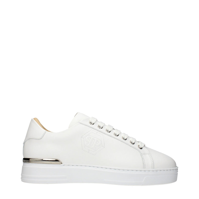 Philipp Plein White Leather Low Top Sneakers - Luxurious Style