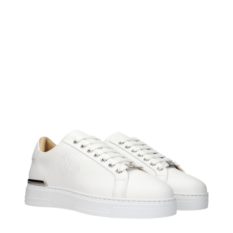 Philipp Plein White Leather Low Top Sneakers - Luxurious Style