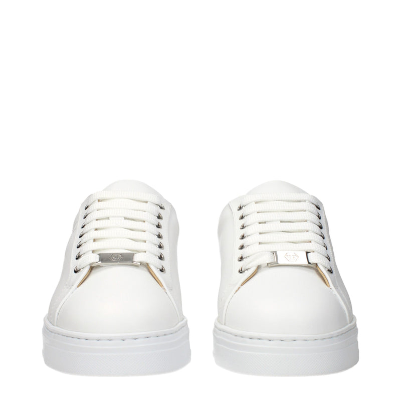 Philipp Plein White Leather Low Top Sneakers - Luxurious Style