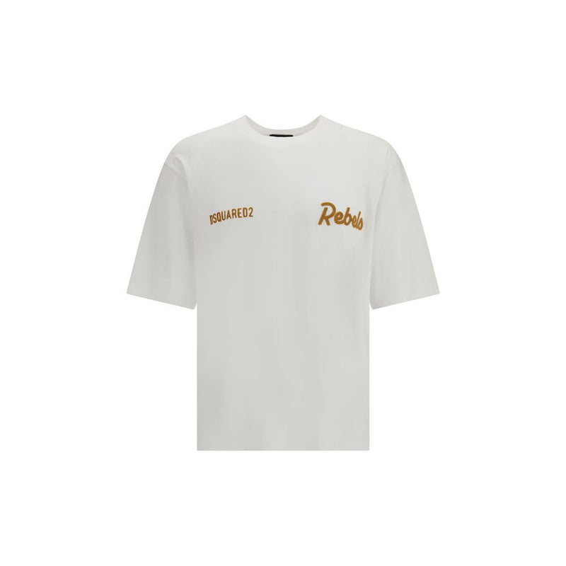 Dsquared² White Cotton Rebels T-Shirt - Oversized Fit