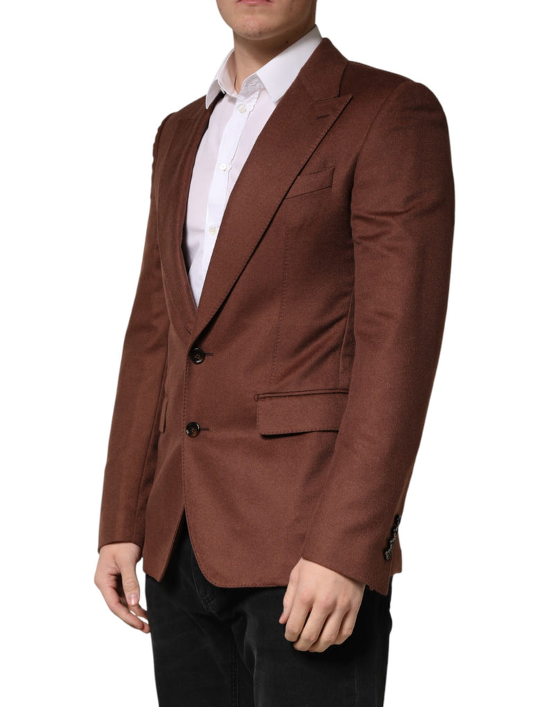 Veste blazer Dolce &amp; Gabbana en cachemire marron à simple boutonnage
