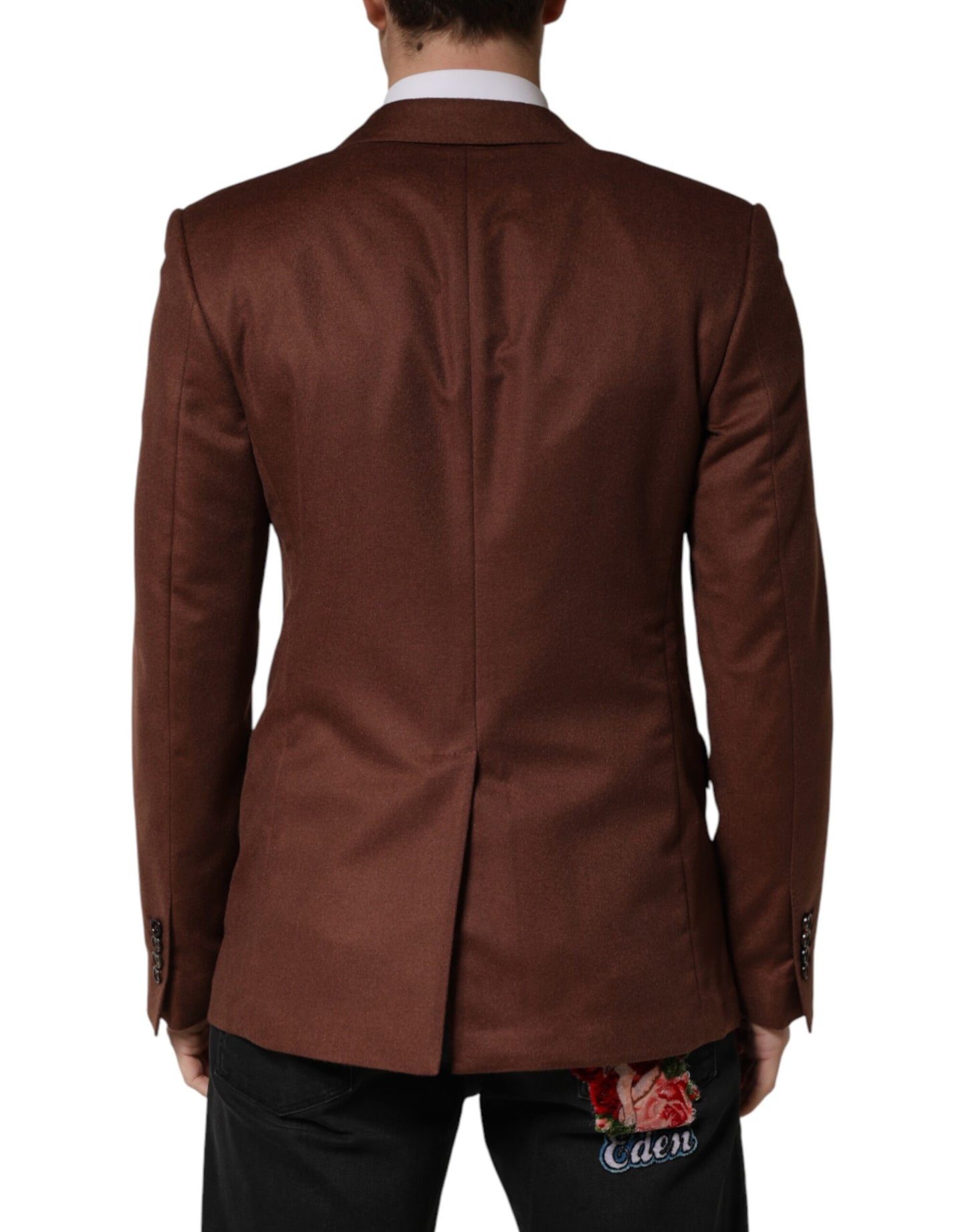 Veste blazer Dolce &amp; Gabbana en cachemire marron à simple boutonnage
