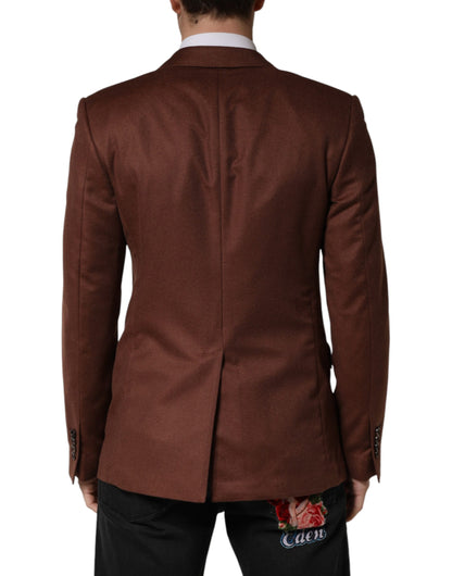 Veste blazer Dolce &amp; Gabbana en cachemire marron à simple boutonnage