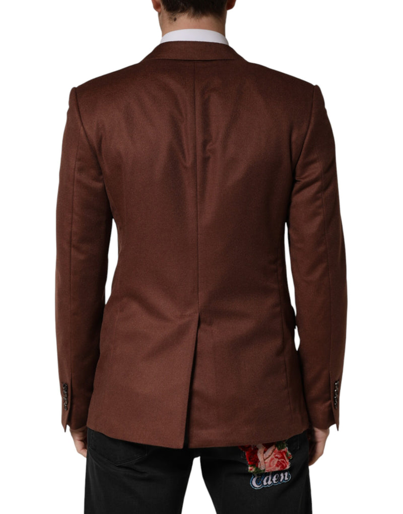 Veste blazer Dolce &amp; Gabbana en cachemire marron à simple boutonnage