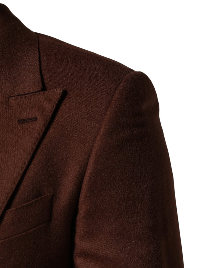Veste blazer Dolce &amp; Gabbana en cachemire marron à simple boutonnage