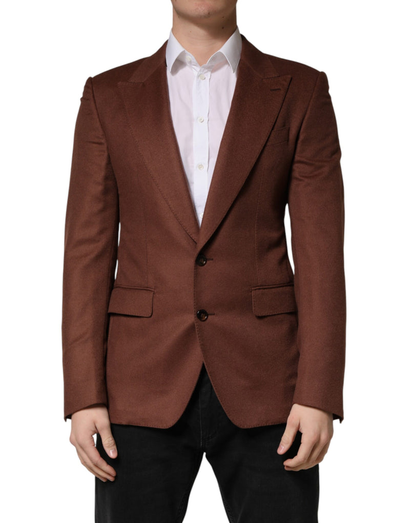 Veste blazer Dolce &amp; Gabbana en cachemire marron à simple boutonnage