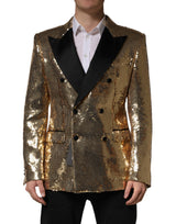 Veste blazer croisée à sequins dorés Dolce &amp; Gabbana