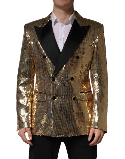 Veste blazer croisée à sequins dorés Dolce &amp; Gabbana