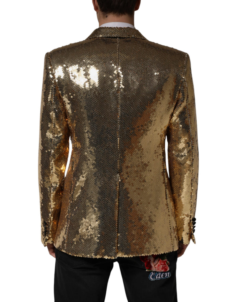 Dolce & Gabbana Gouden Reversibel Jasje met Pailletten Blazer