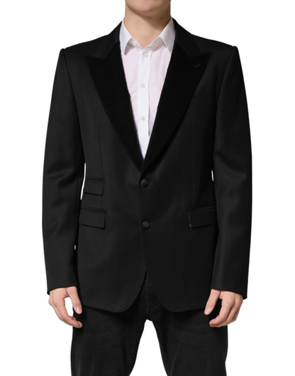 Dolce &amp; Gabbana Blazer noir en laine à simple boutonnage