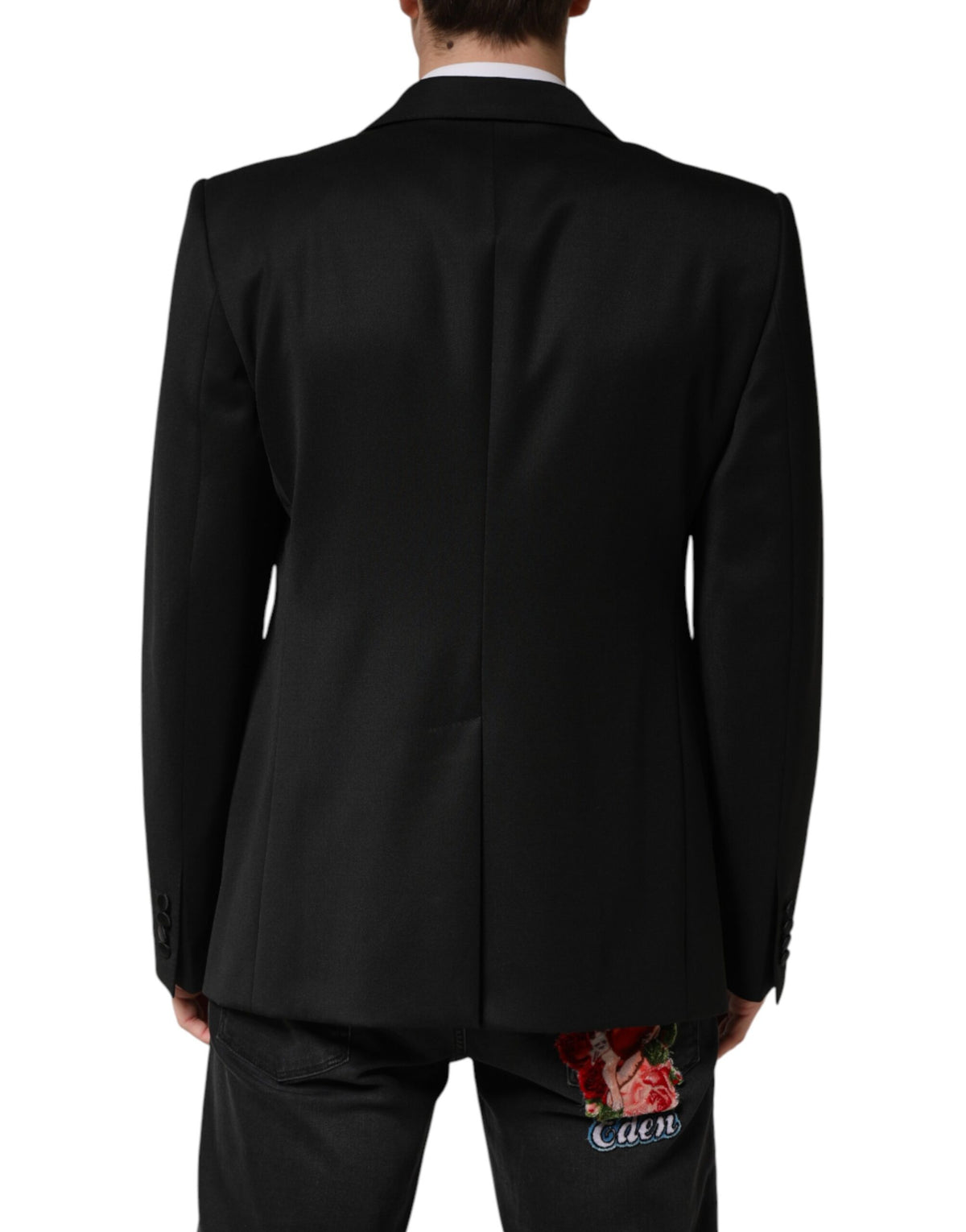 Dolce &amp; Gabbana Blazer noir en laine à simple boutonnage
