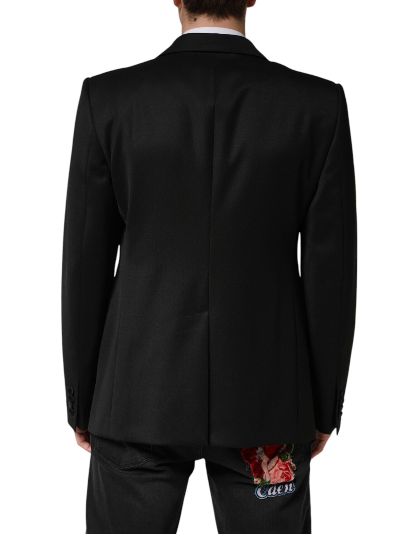 Dolce &amp; Gabbana Blazer noir en laine à simple boutonnage