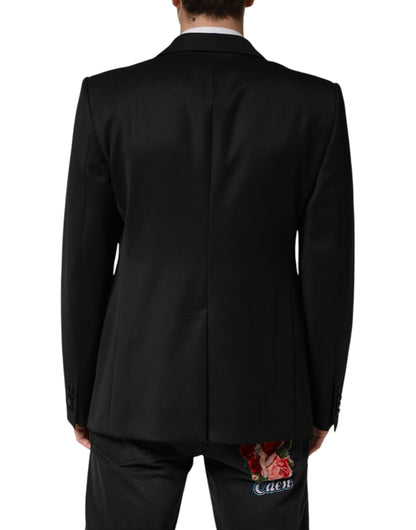 Dolce &amp; Gabbana Blazer noir en laine à simple boutonnage
