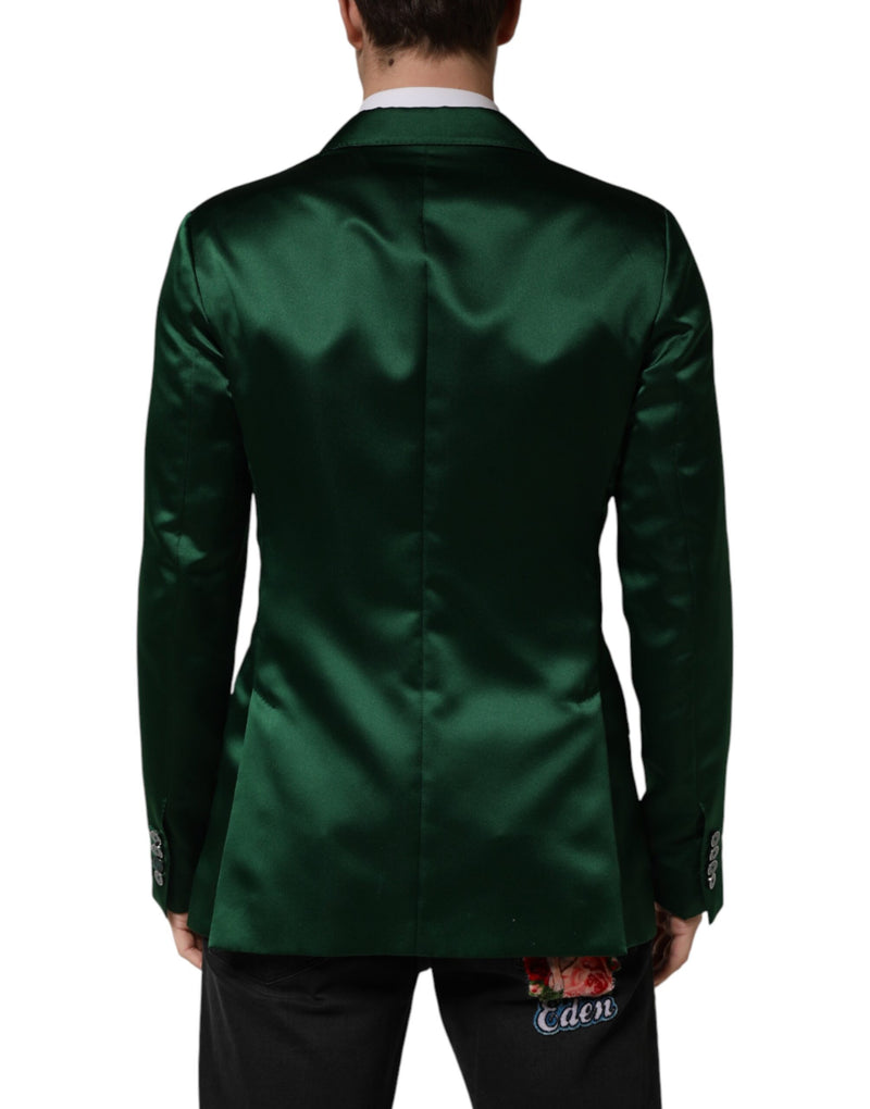 Veste blazer croisée en satin vert Dolce &amp; Gabbana