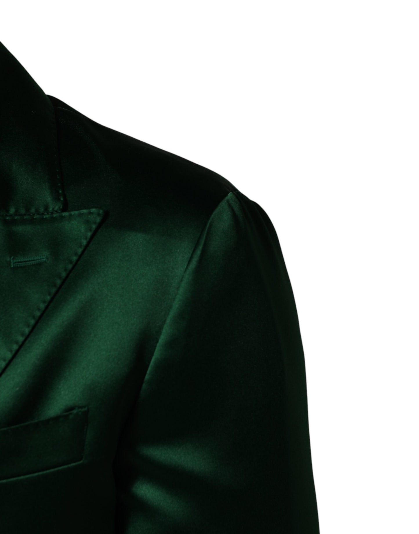 Veste blazer croisée en satin vert Dolce &amp; Gabbana