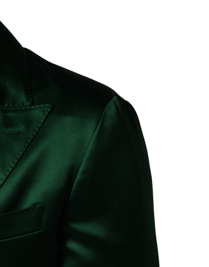 Veste blazer croisée en satin vert Dolce &amp; Gabbana