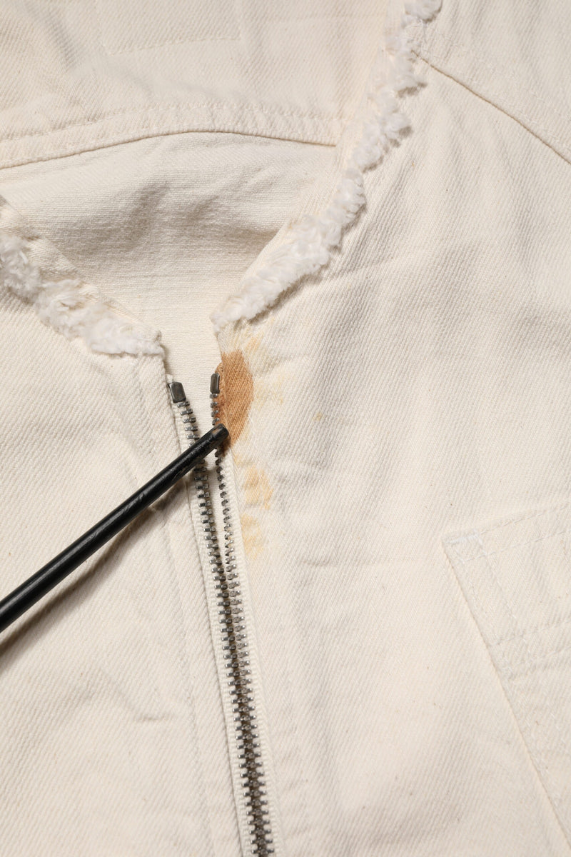 Veste blouson en denim Dolce &amp; Gabbana Off White Cotton à fermeture éclair intégrale pour homme