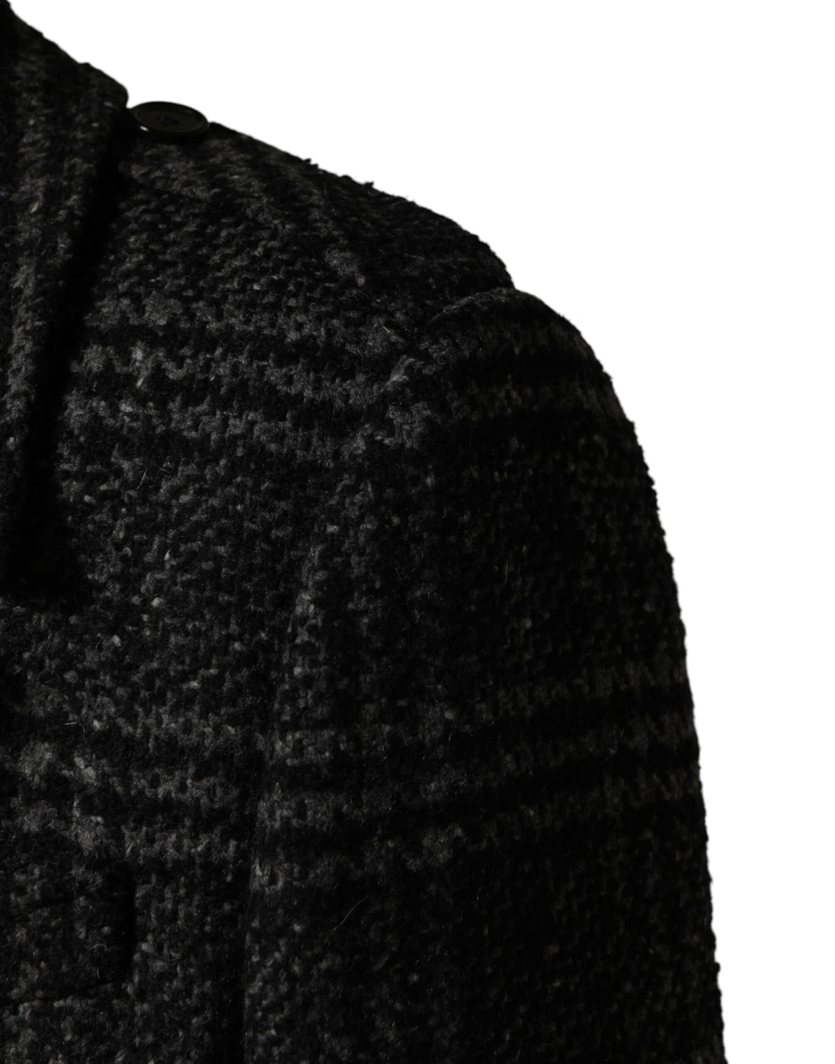 Manteau croisé en laine à carreaux gris Dolce &amp; Gabbana