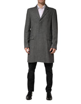 Manteau trench-coat gris à simple boutonnage pour homme Dolce &amp; Gabbana