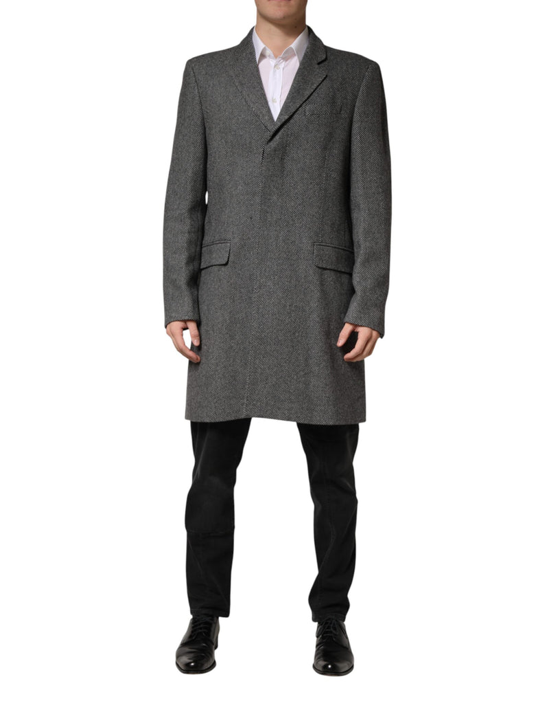 Dolce & Gabbana Grijze Enkele Rij Knopen Heren Trenchcoat Jas