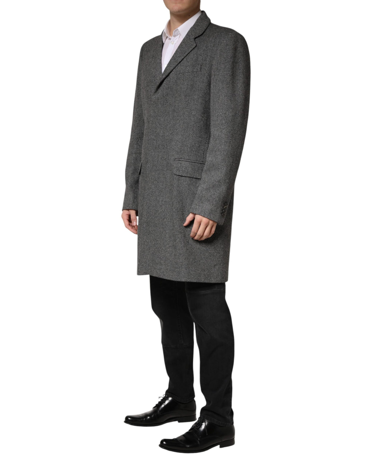 Manteau trench-coat gris à simple boutonnage pour homme Dolce &amp; Gabbana