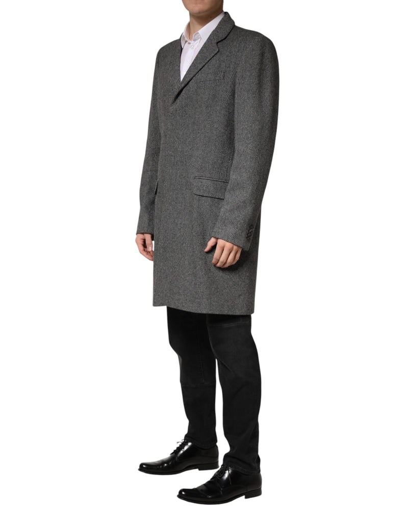 Dolce & Gabbana Grijze Enkele Rij Knopen Heren Trenchcoat Jas