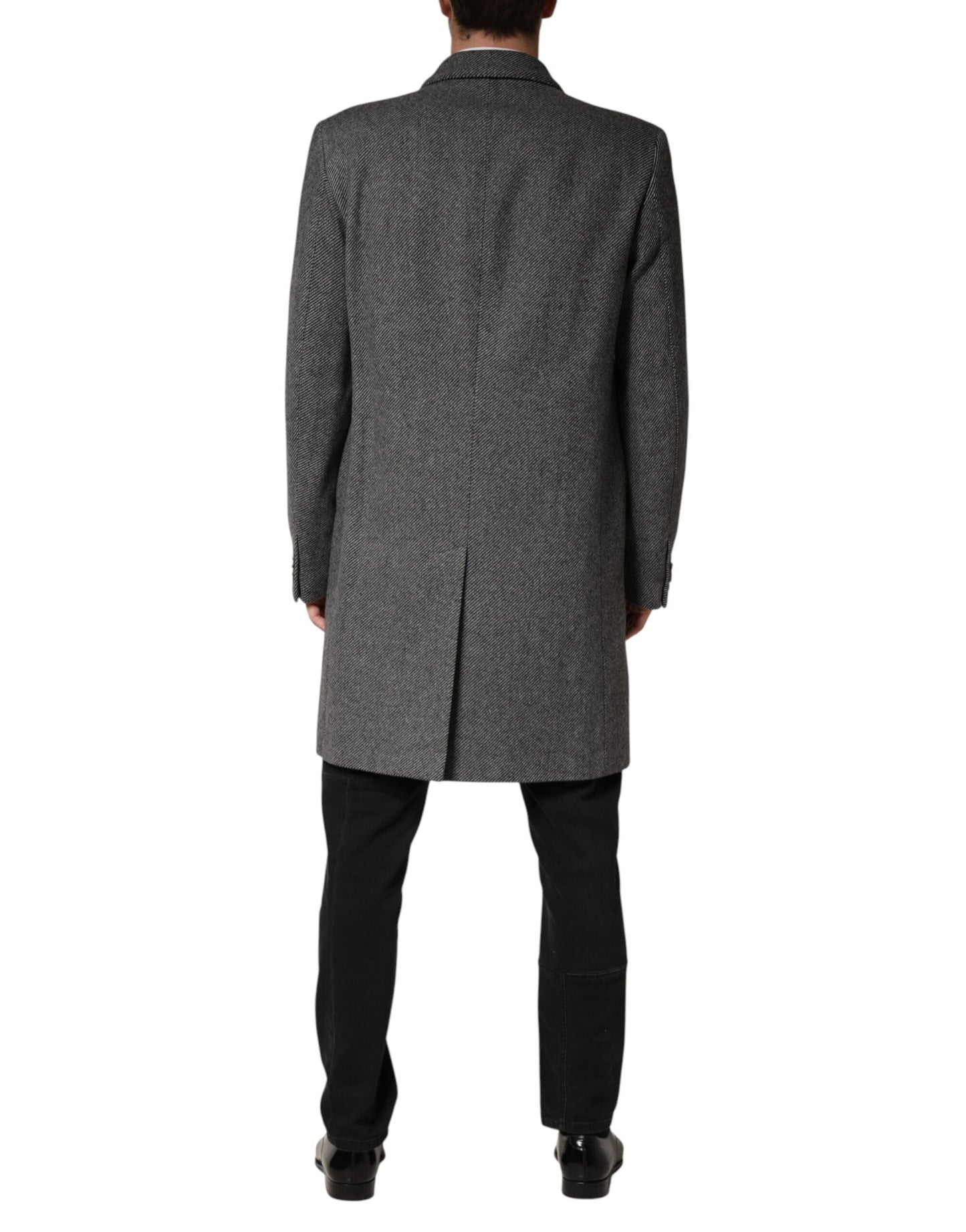 Dolce & Gabbana Grijze Enkele Rij Knopen Heren Trenchcoat Jas