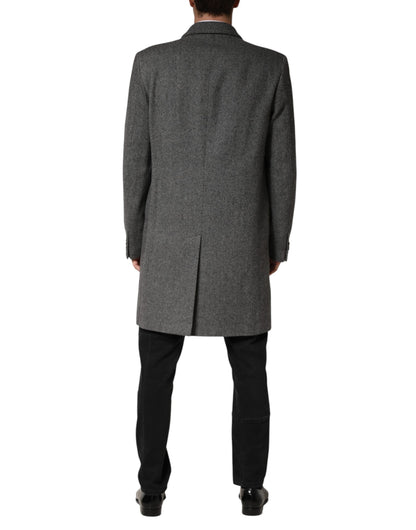 Dolce & Gabbana Grijze Enkele Rij Knopen Heren Trenchcoat Jas