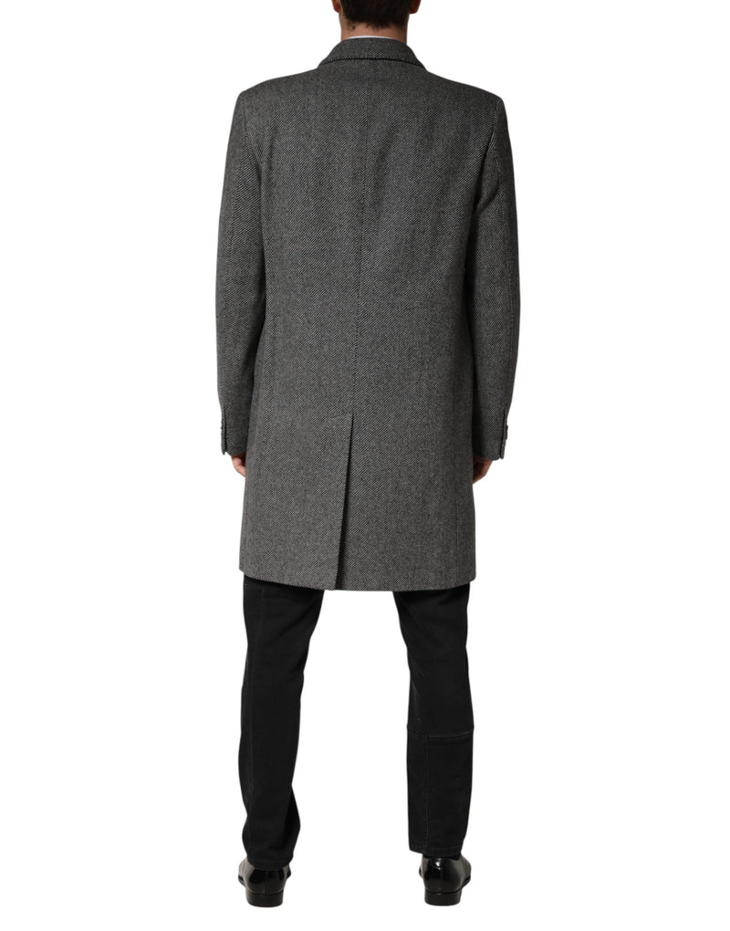 Dolce & Gabbana Grijze Enkele Rij Knopen Heren Trenchcoat Jas