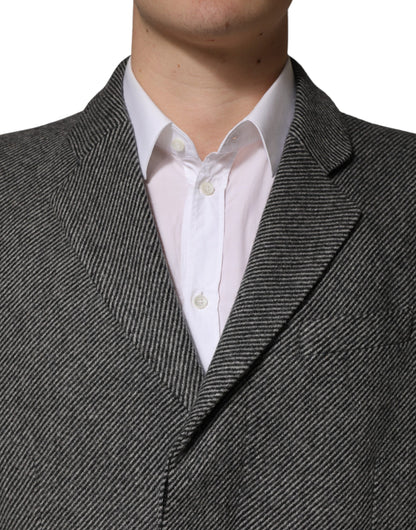Dolce & Gabbana Grijze Enkele Rij Knopen Heren Trenchcoat Jas