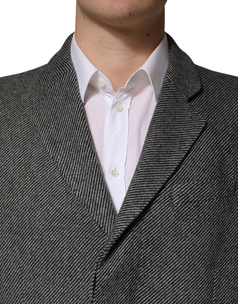 Dolce & Gabbana Grijze Enkele Rij Knopen Heren Trenchcoat Jas