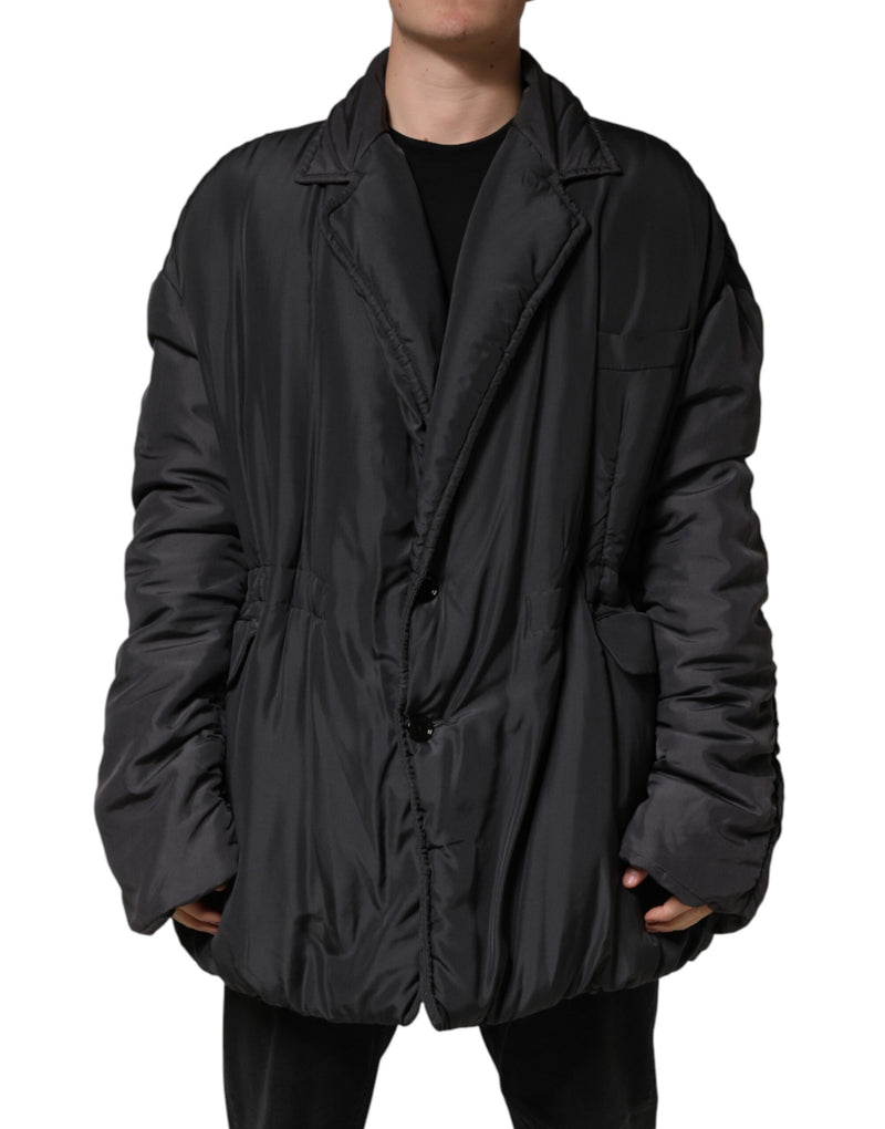 Dolce &amp; Gabbana Parka matelassée en soie noire pour homme