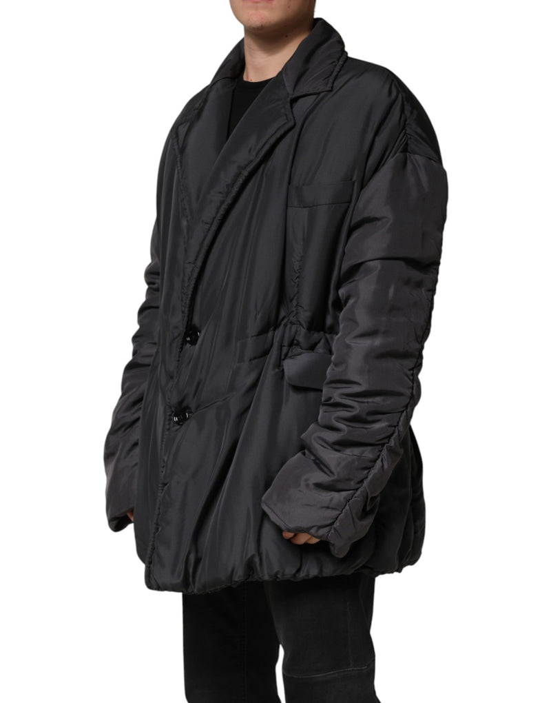 Dolce &amp; Gabbana Parka matelassée en soie noire pour homme