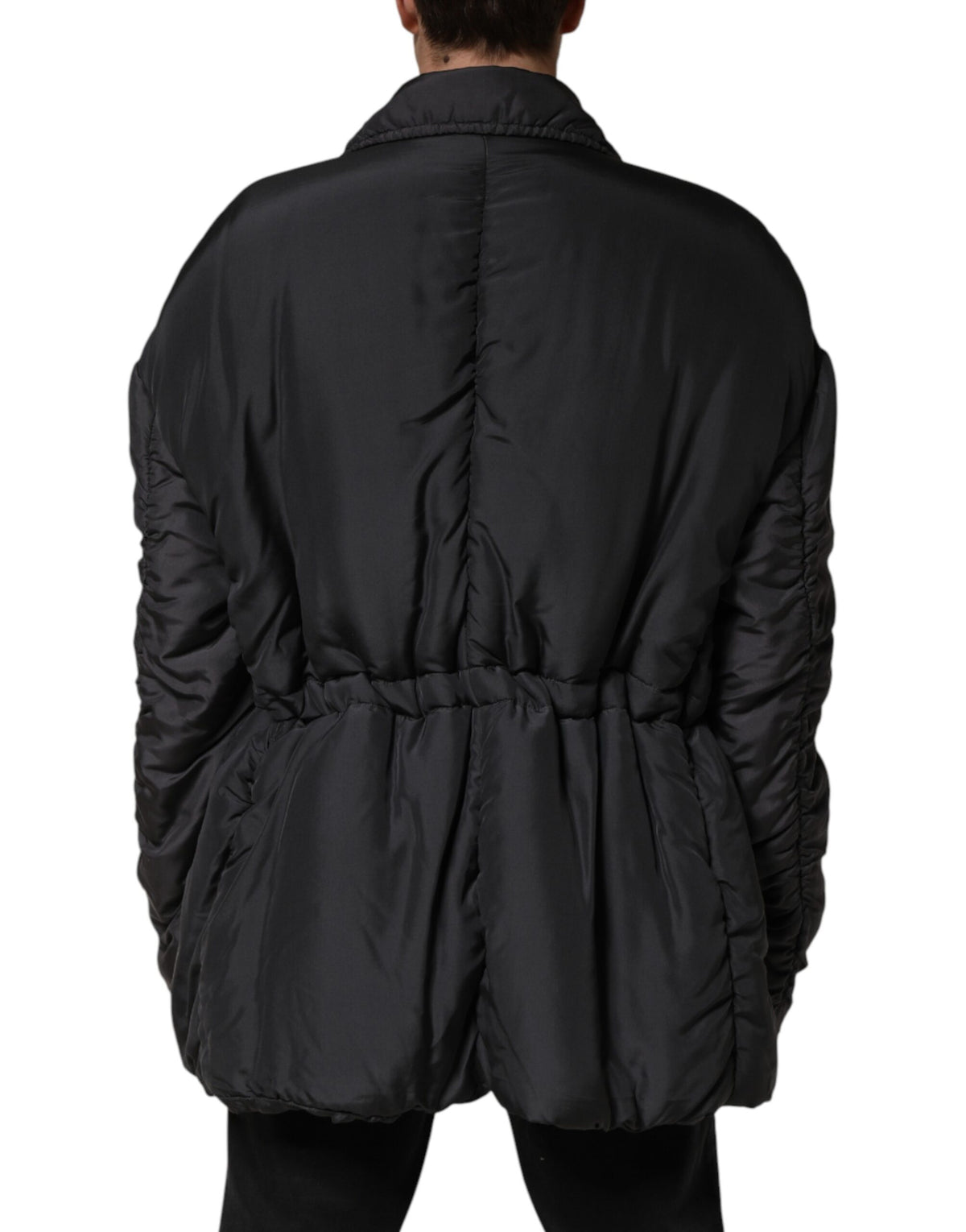 Dolce &amp; Gabbana Parka matelassée en soie noire pour homme