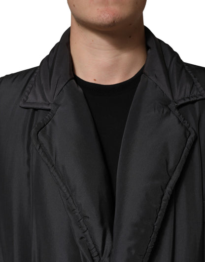 Dolce & Gabbana Zwarte Zijden Gewatteerde Parka Herenjas