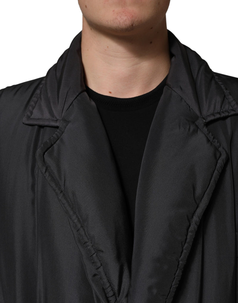 Dolce &amp; Gabbana Parka matelassée en soie noire pour homme