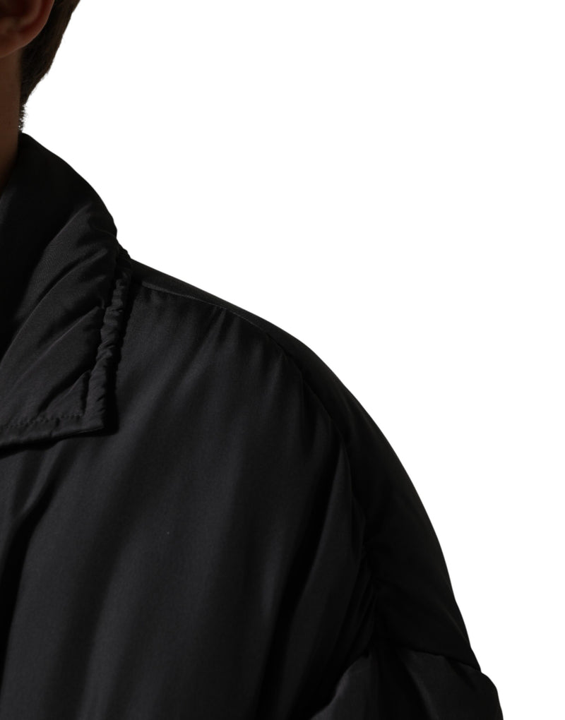 Dolce &amp; Gabbana Parka matelassée en soie noire pour homme