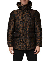Dolce &amp; Gabbana Veste matelassée à capuche en jacquard noir à fleurs