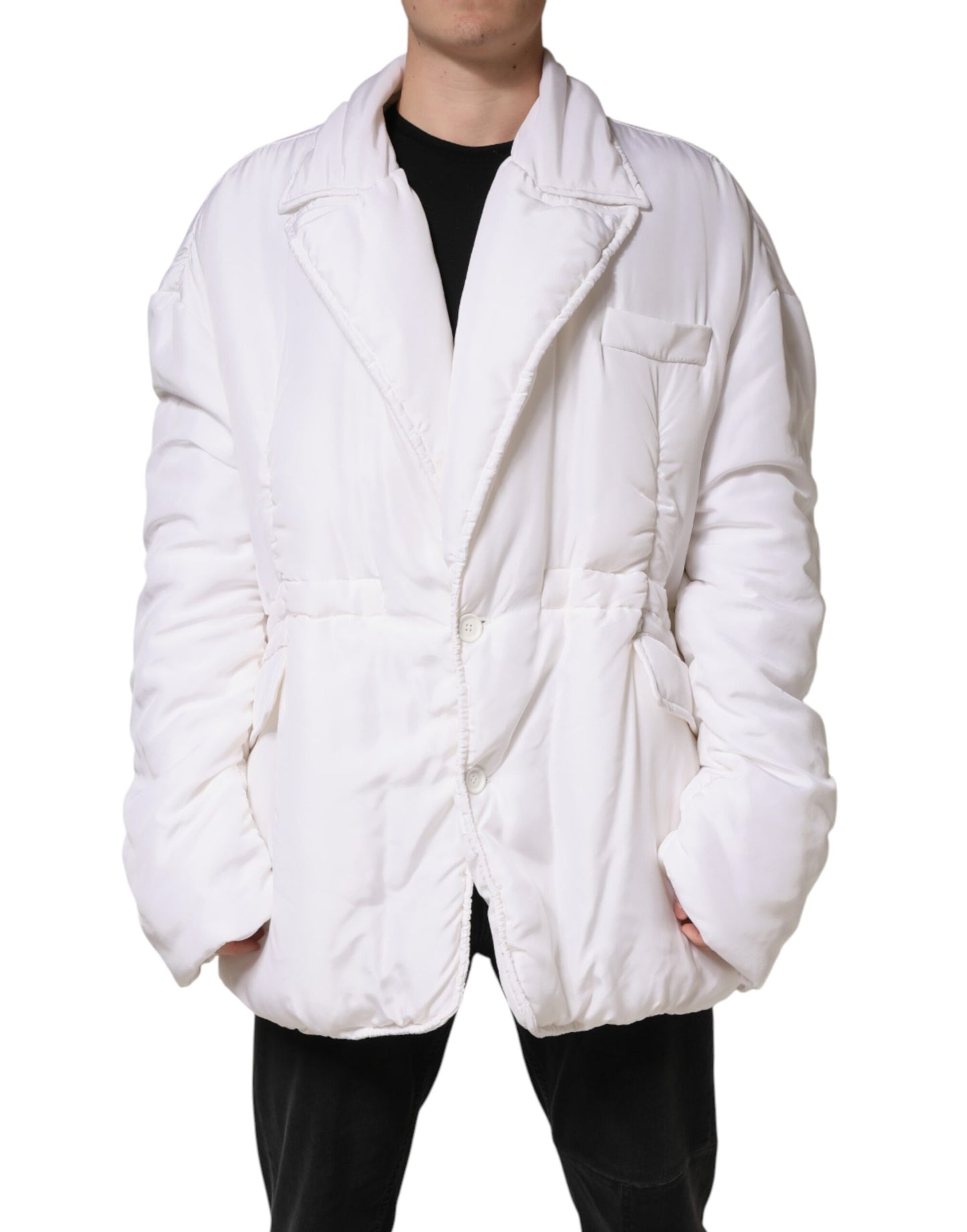 Parka matelassée en soie blanche Dolce &amp; Gabbana pour homme