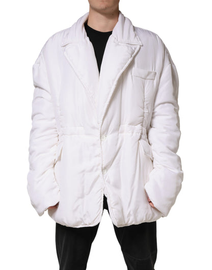 Parka matelassée en soie blanche Dolce &amp; Gabbana pour homme