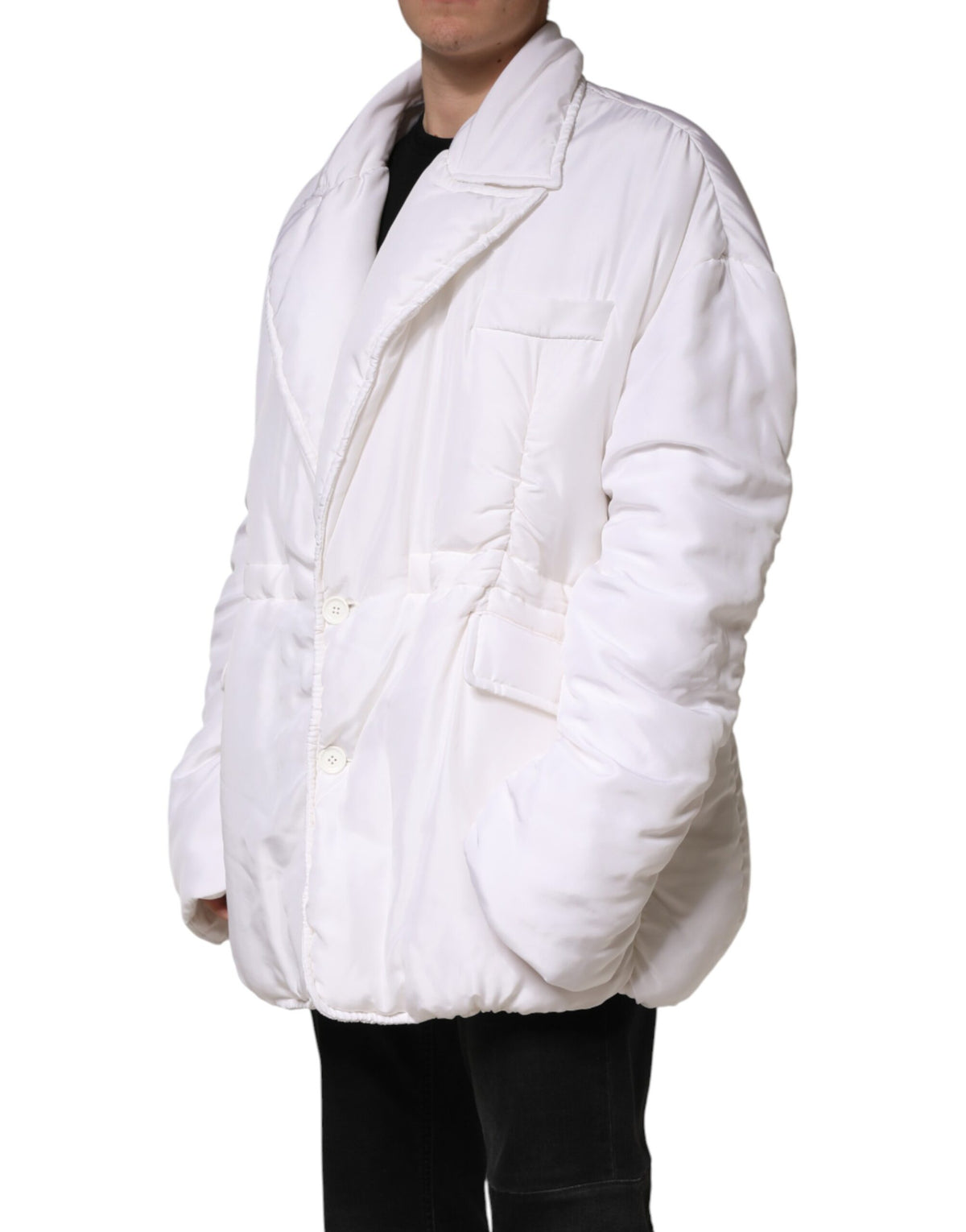 Parka matelassée en soie blanche Dolce &amp; Gabbana pour homme