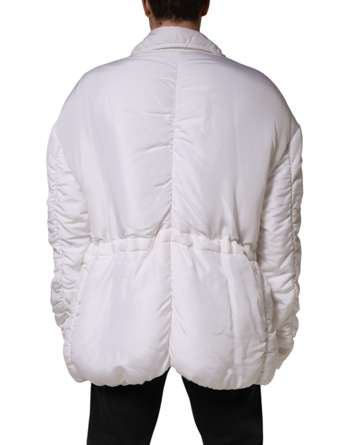 Parka matelassée en soie blanche Dolce &amp; Gabbana pour homme