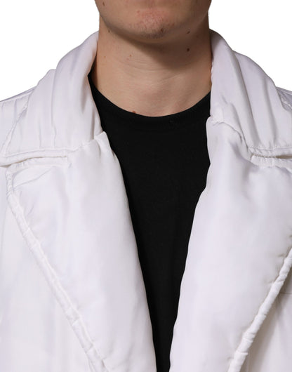 Parka matelassée en soie blanche Dolce &amp; Gabbana pour homme