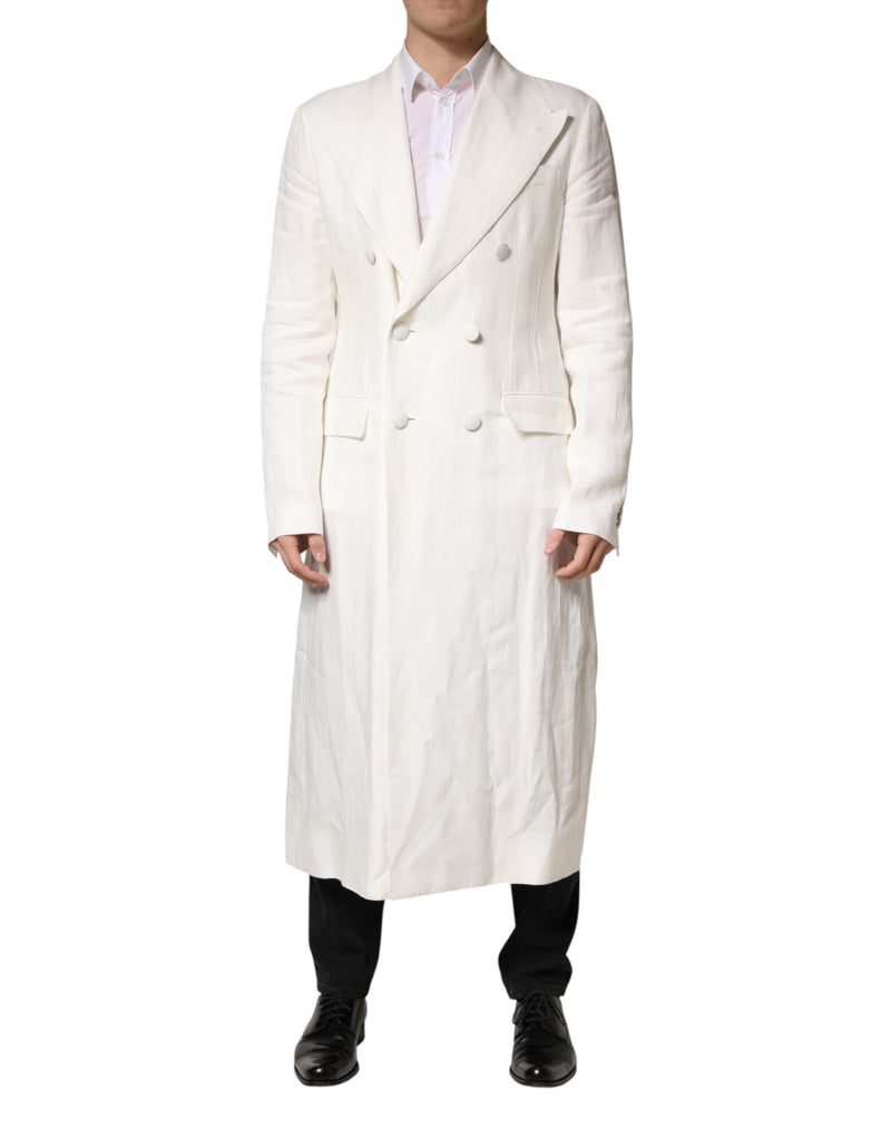 Manteau trench-coat blanc croisé pour homme Dolce &amp; Gabbana