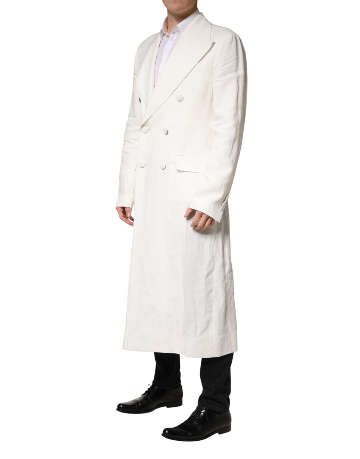 Manteau trench-coat blanc croisé pour homme Dolce &amp; Gabbana