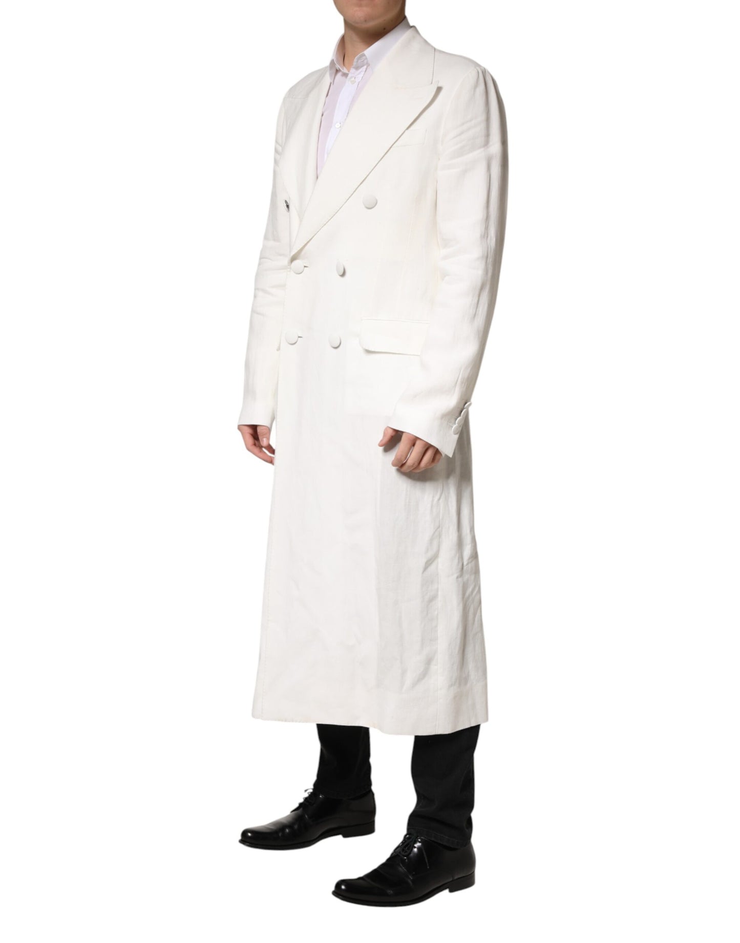 Manteau trench-coat blanc croisé pour homme Dolce &amp; Gabbana