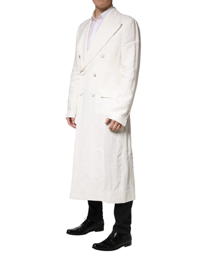 Manteau trench-coat blanc croisé pour homme Dolce &amp; Gabbana