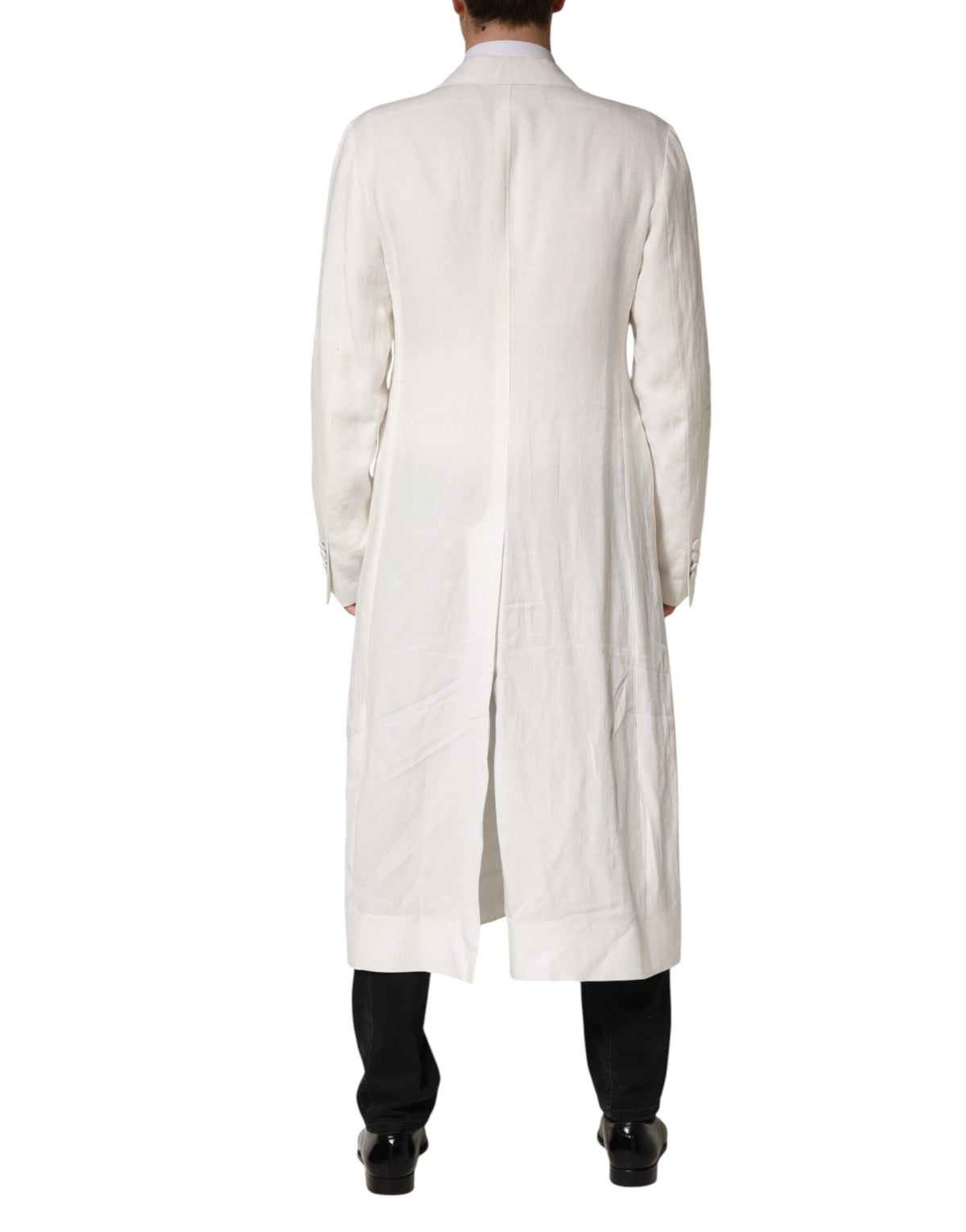 Manteau trench-coat blanc croisé pour homme Dolce &amp; Gabbana