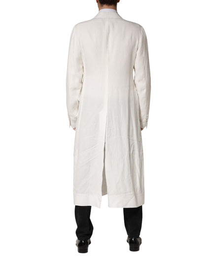 Manteau trench-coat blanc croisé pour homme Dolce &amp; Gabbana