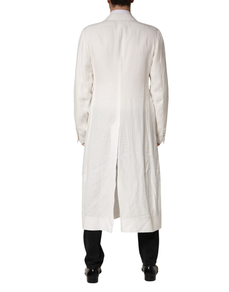Manteau trench-coat blanc croisé pour homme Dolce &amp; Gabbana